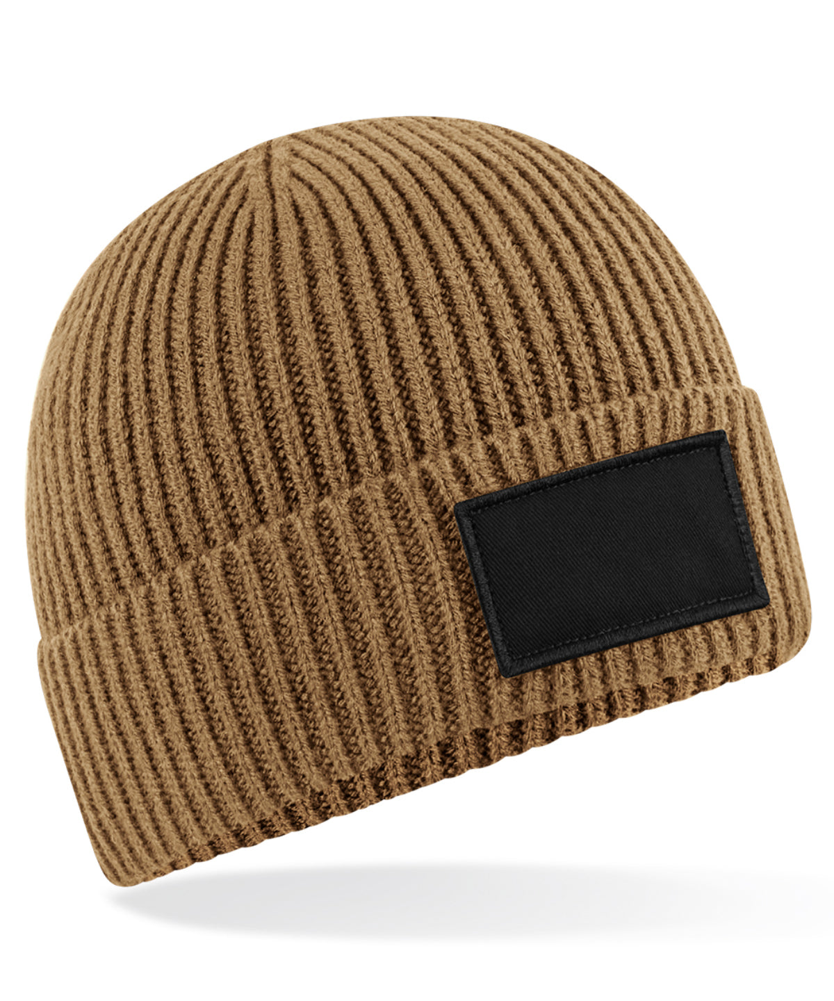 Beechfield Fashion Patch Beanie - Biscuit/Black