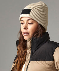 Beechfield Fashion Patch Beanie - Biscuit/Black