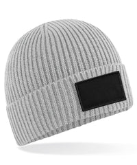 Beechfield Fashion Patch Beanie - Light Grey/Black