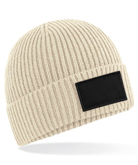 Beechfield Fashion Patch Beanie - Oatmeal/Black