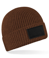 Beechfield Fashion Patch Beanie - Walnut/Black