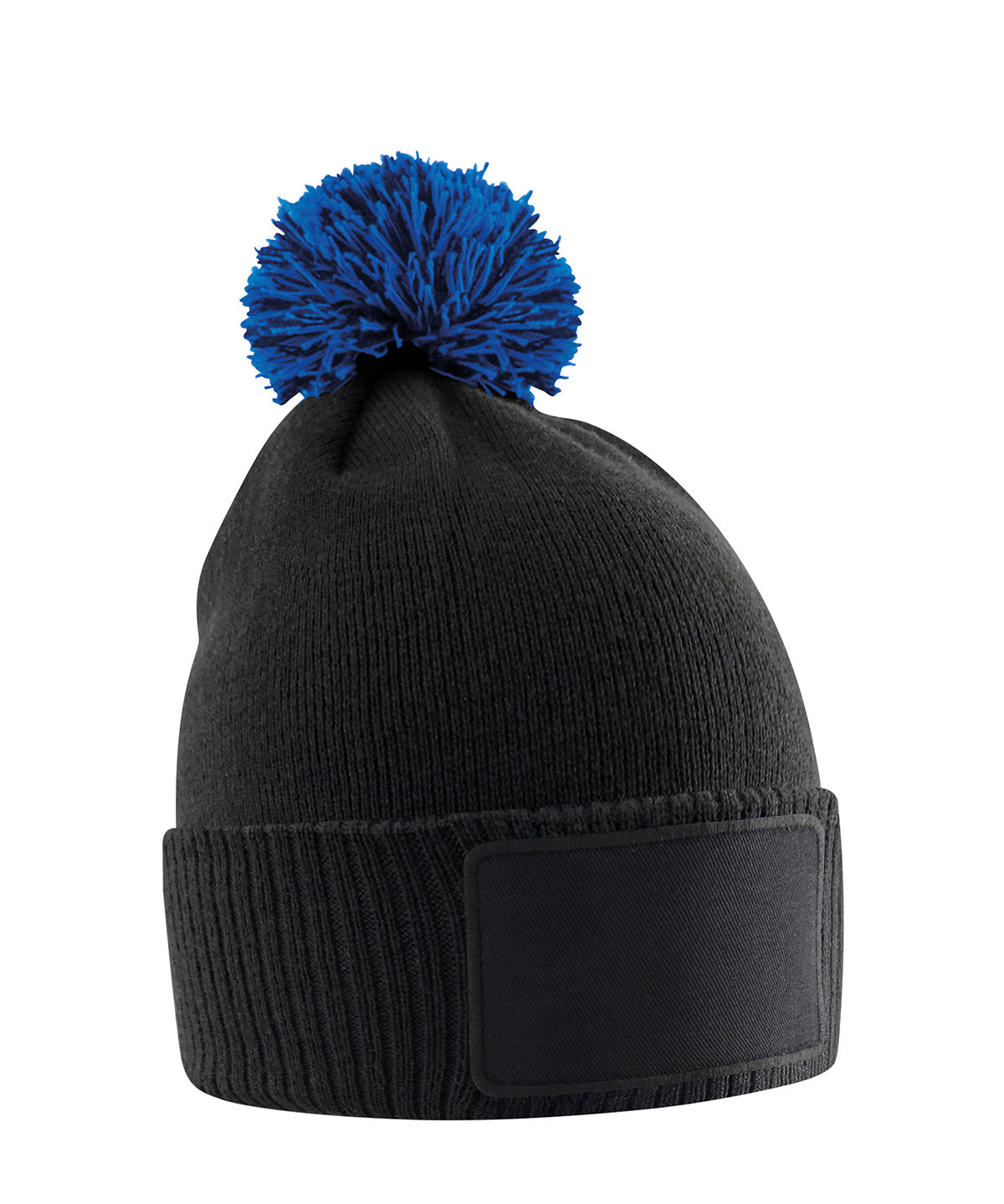 Beechfield Kids Snowstar Patch Beanie - Black/Bright Royal