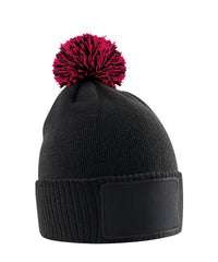 Beechfield Kids Snowstar Patch Beanie - Black/Classic Red