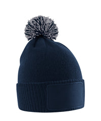 Beechfield Kids Snowstar Patch Beanie - French Navy/Light Grey