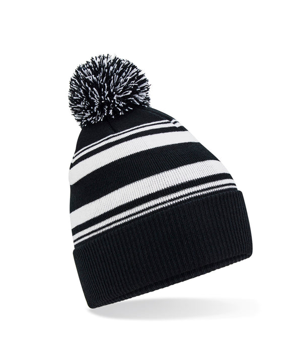 Beechfield Striped Fan Beanie - Black/White