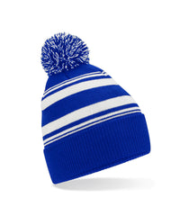 Beechfield Striped Fan Beanie - Bright Royal/White