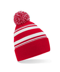 Beechfield Striped Fan Beanie - Classic Red/White