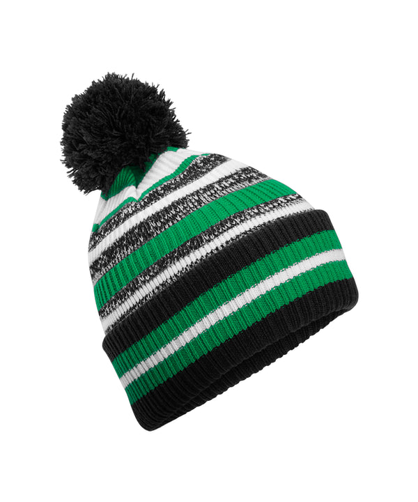 Beechfield Multi-sport Fan Beanie - Black/Kelly Green/White