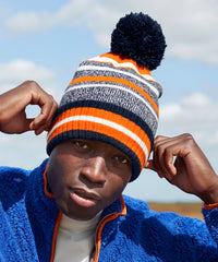 Beechfield Multi-sport Fan Beanie - Black/Graphite Grey/White