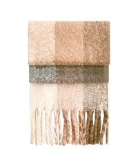 Beechfield Fluffy Check Scarf - Brown Check