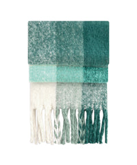 Beechfield Fluffy Check Scarf - Green Check