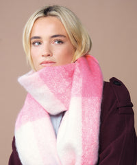 Beechfield Fluffy Check Scarf - Brown Check