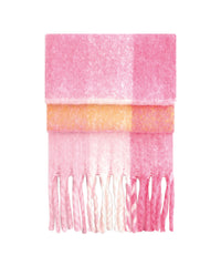 Beechfield Fluffy Check Scarf - Pink Check