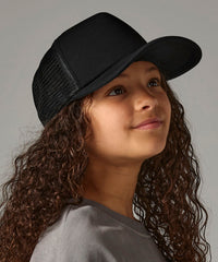 Beechfield Junior Vintage Snapback Trucker - Black/Black