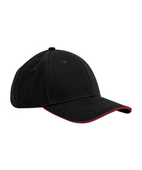 Beechfield EarthAware® Classic Organic Cotton 6-panel Cap – Sandwich Peak - Black/Classic Red