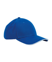 Beechfield EarthAware® Classic Organic Cotton 6-panel Cap – Sandwich Peak - Bright Royal/White