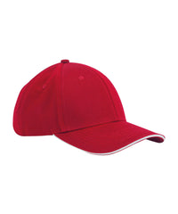 Beechfield EarthAware® Classic Organic Cotton 6-panel Cap – Sandwich Peak - Classic Red/White