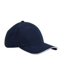 Beechfield EarthAware® Classic Organic Cotton 6-panel Cap – Sandwich Peak - French Navy/White
