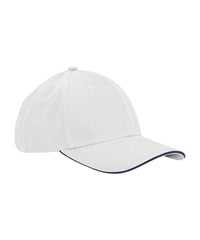 Beechfield EarthAware® Classic Organic Cotton 6-panel Cap – Sandwich Peak - White/French Navy