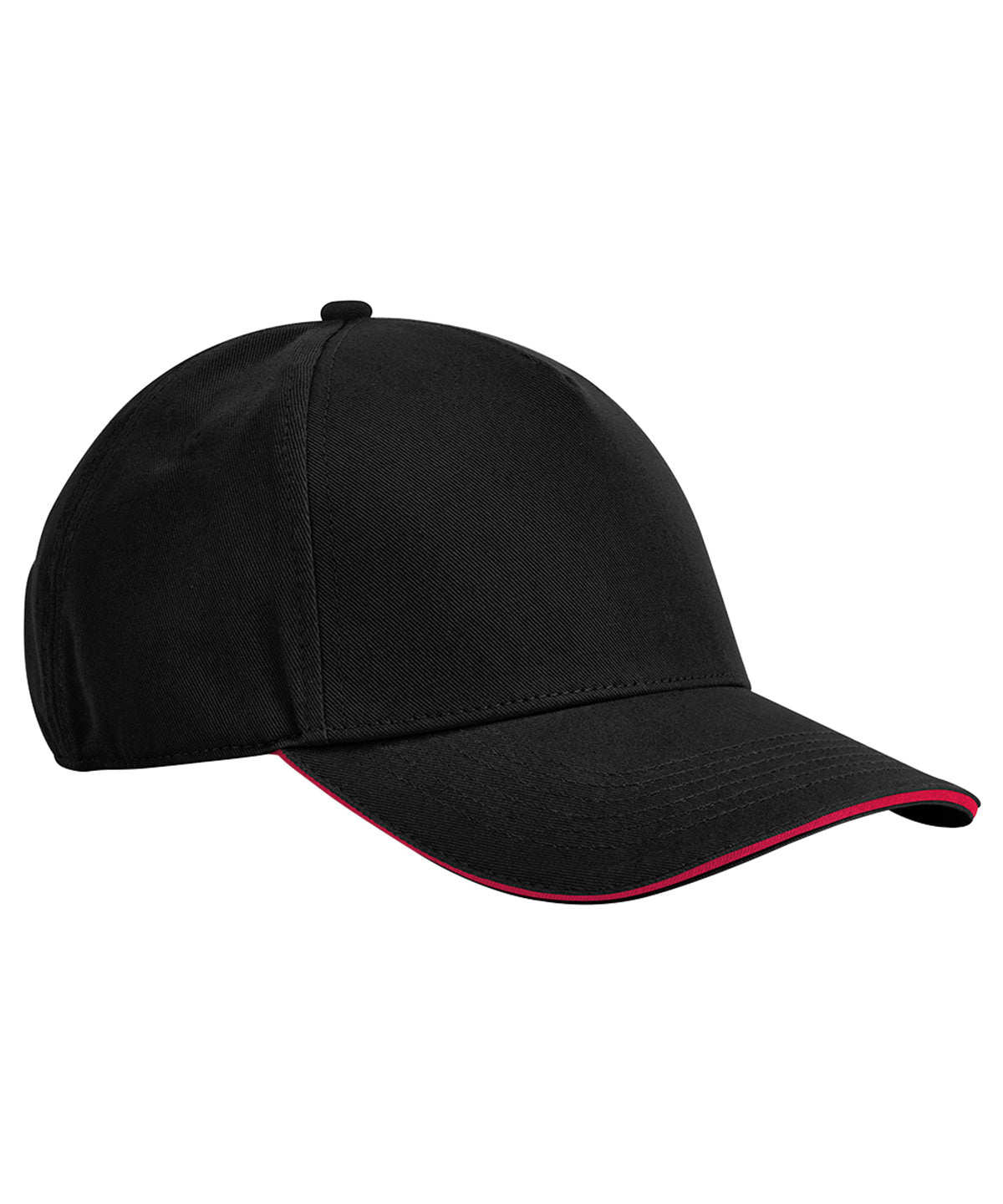 Beechfield EarthAware® Classic Organic Cotton 5-panel Cap – Sandwich Peak - Black/Classic Red