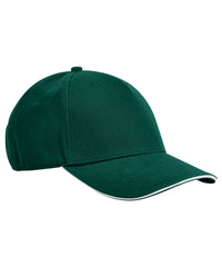 Beechfield EarthAware® Classic Organic Cotton 5-panel Cap – Sandwich Peak - Bottle Green/White