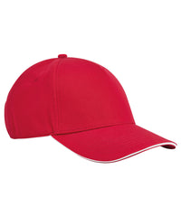 Beechfield EarthAware® Classic Organic Cotton 5-panel Cap – Sandwich Peak - Classic Red/White