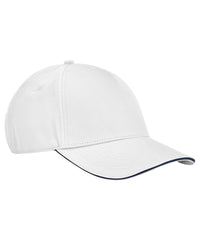 Beechfield EarthAware® Classic Organic Cotton 5-panel Cap – Sandwich Peak - White/French Navy