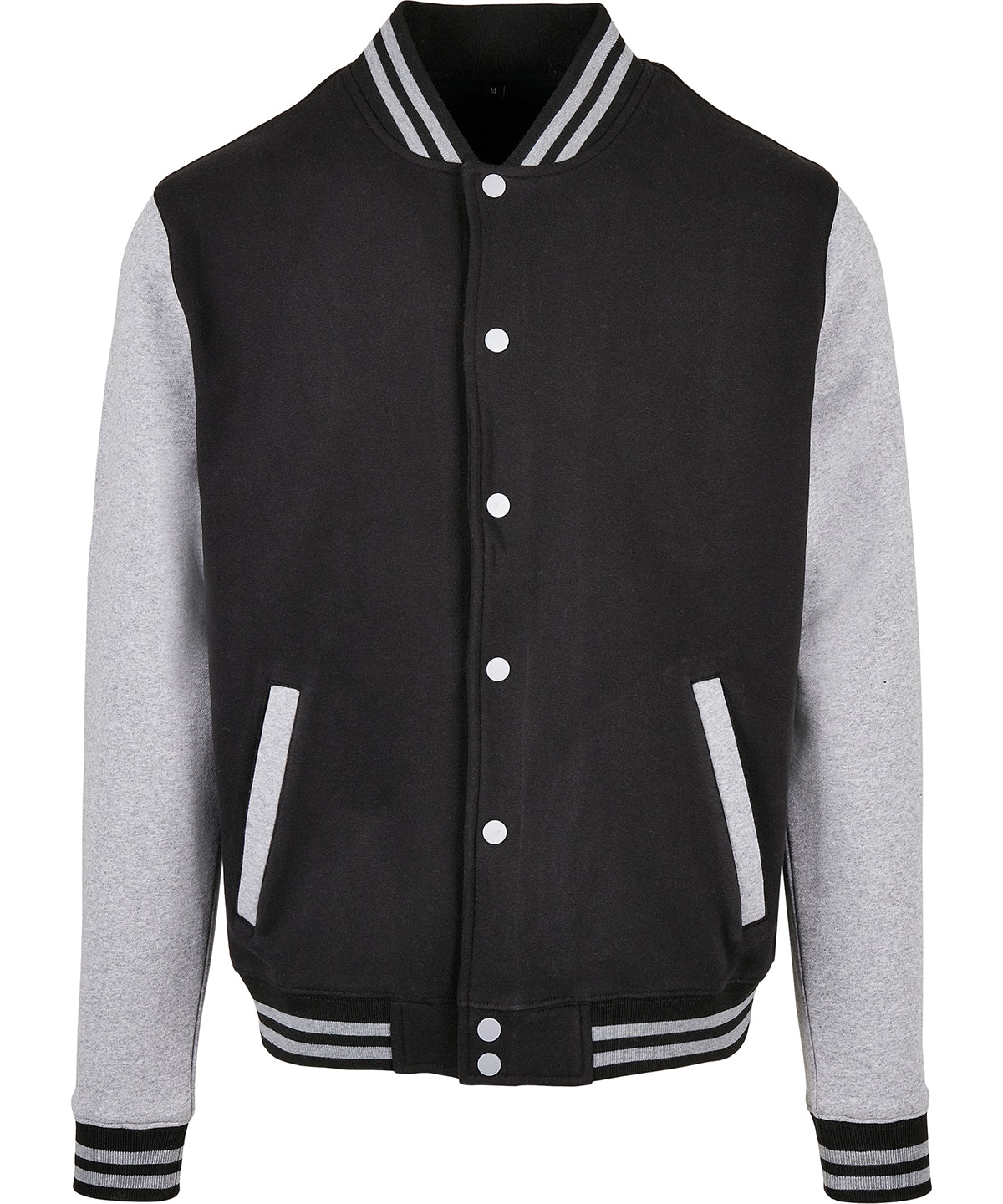 Build Your Brand Basic College Jacket - Black/Heather Grey