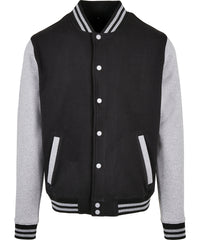 Build Your Brand Basic College Jacket - Black/Heather Grey