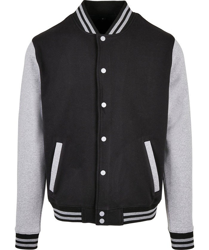 Build Your Brand Basic College Jacket - Black/Heather Grey