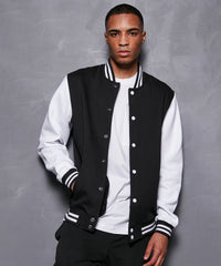 Build Your Brand Basic College Jacket - Black/Heather Grey