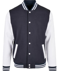 Build Your Brand Basic College Jacket - Navy/White