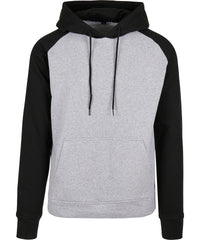 Build Your Brand Basic Raglan Hoodie - Heather Grey/Black