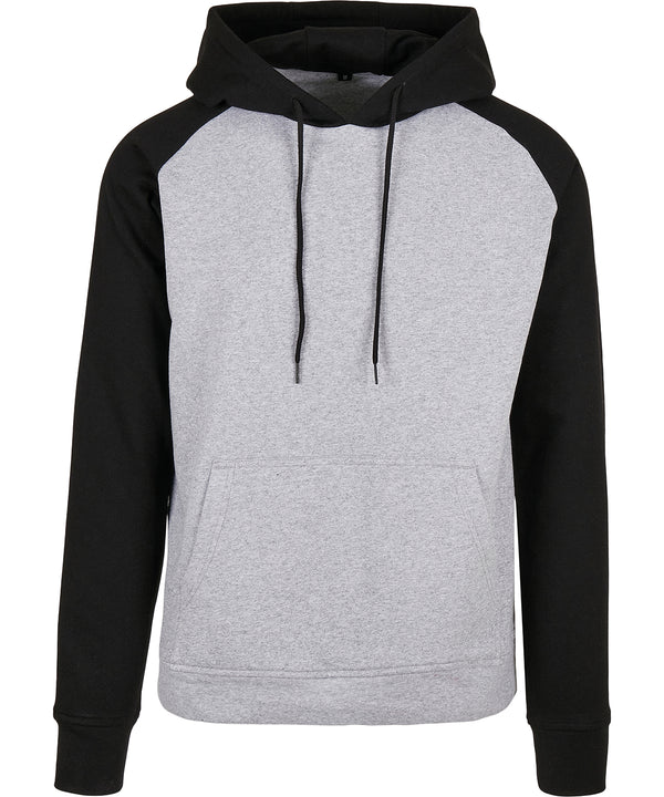 Build Your Brand Basic Raglan Hoodie - Heather Grey/Black