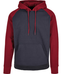 Build Your Brand Basic Raglan Hoodie - Navy/Burgundy