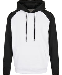 Build Your Brand Basic Raglan Hoodie - White/Black