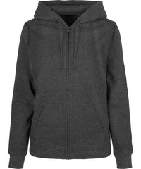 Build Your Brand Women’s Basic Zip Hoodie - Charcoal