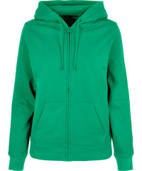 Build Your Brand Women’s Basic Zip Hoodie - Grass Green