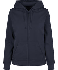Build Your Brand Women’s Basic Zip Hoodie - Navy