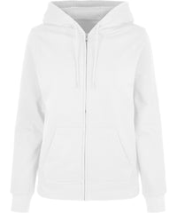 Build Your Brand Women’s Basic Zip Hoodie - White