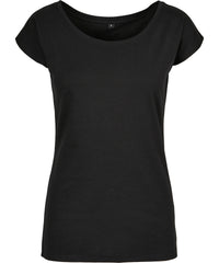 Build Your Brand Women's Wide Neck Tee - Black