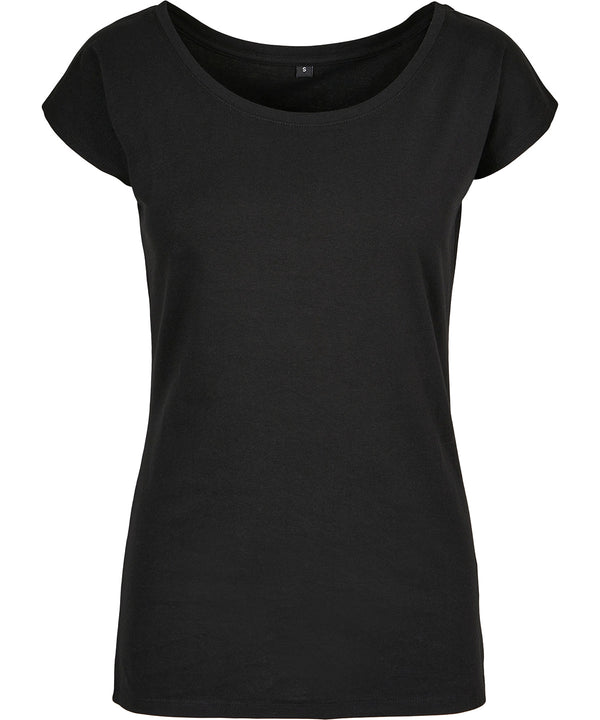 Build Your Brand Women's Wide Neck Tee - Black