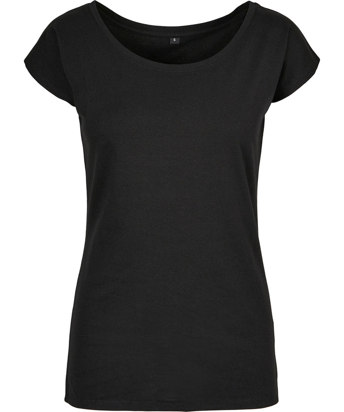 Build Your Brand Women's Wide Neck Tee - Black