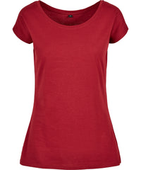 Build Your Brand Women's Wide Neck Tee - Burgundy