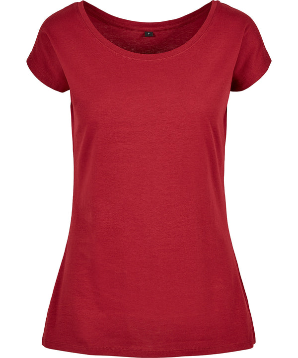 Build Your Brand Women's Wide Neck Tee - Burgundy
