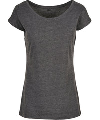 Build Your Brand Women's Wide Neck Tee - Charcoal