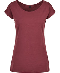 Build Your Brand Women's Wide Neck Tee - Cherry