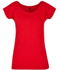 Build Your Brand Women's Wide Neck Tee - City Red