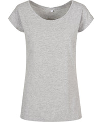 Build Your Brand Women's Wide Neck Tee - Heather Grey