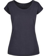 Build Your Brand Women's Wide Neck Tee - Navy